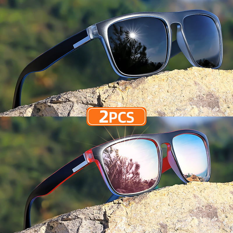 2pcs of Classic Square, Suitable for Both Men and Women, with Gradient Color Temple Design, The First Choice for Fashionable Street Shooting Props