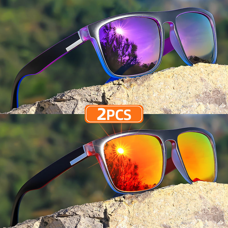 2pcs of Classic Square, Suitable for Both Men and Women, with Gradient Color Temple Design, The First Choice for Fashionable Street Shooting Props