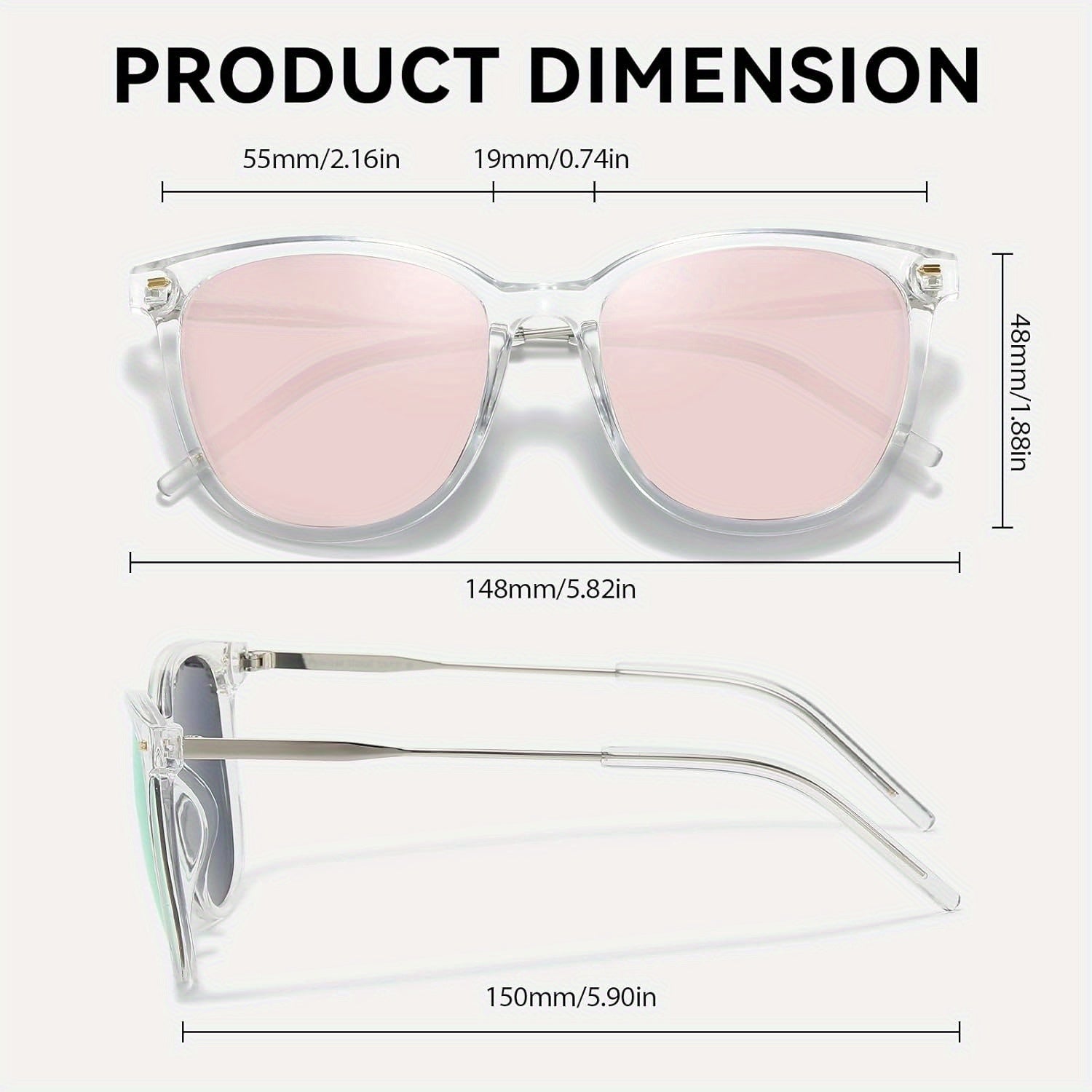 COOLEAR  Square, Gradual Change of  and Green Lenses, Lightweight PC Frame, Suitable for,, Leisure and, Unisex