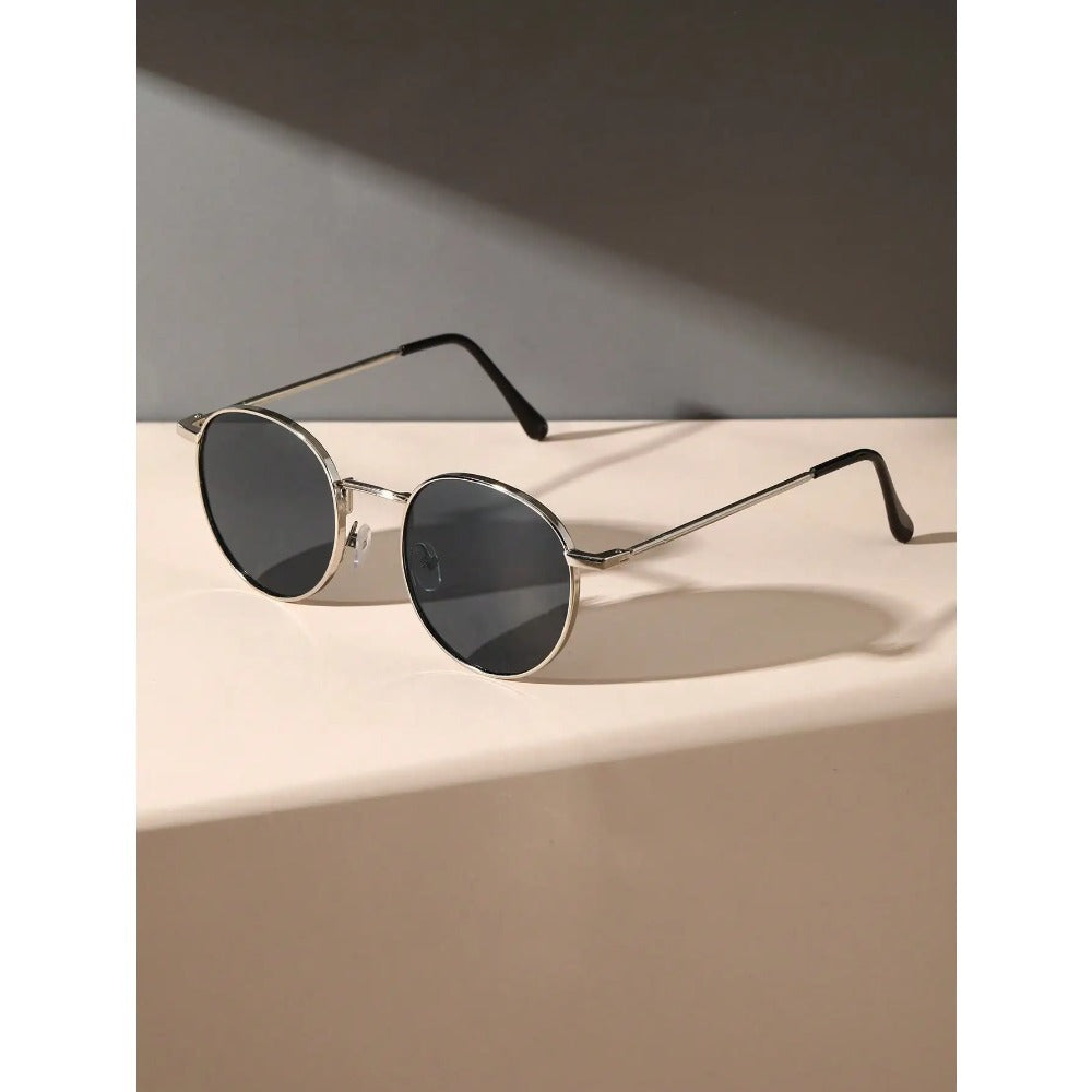 2pcs Unisex Metal Round Frame Vintage Y2K Casual Fashion Glasses for Outdoor Daily Vacation Driving Clothing Accessories, Casual Wear, Driving Sunglasses, Trendy Eyewear, Retro Sunglasses, Stylish Design, Lightweight Glasses, Unisex Sunglasses, Round
