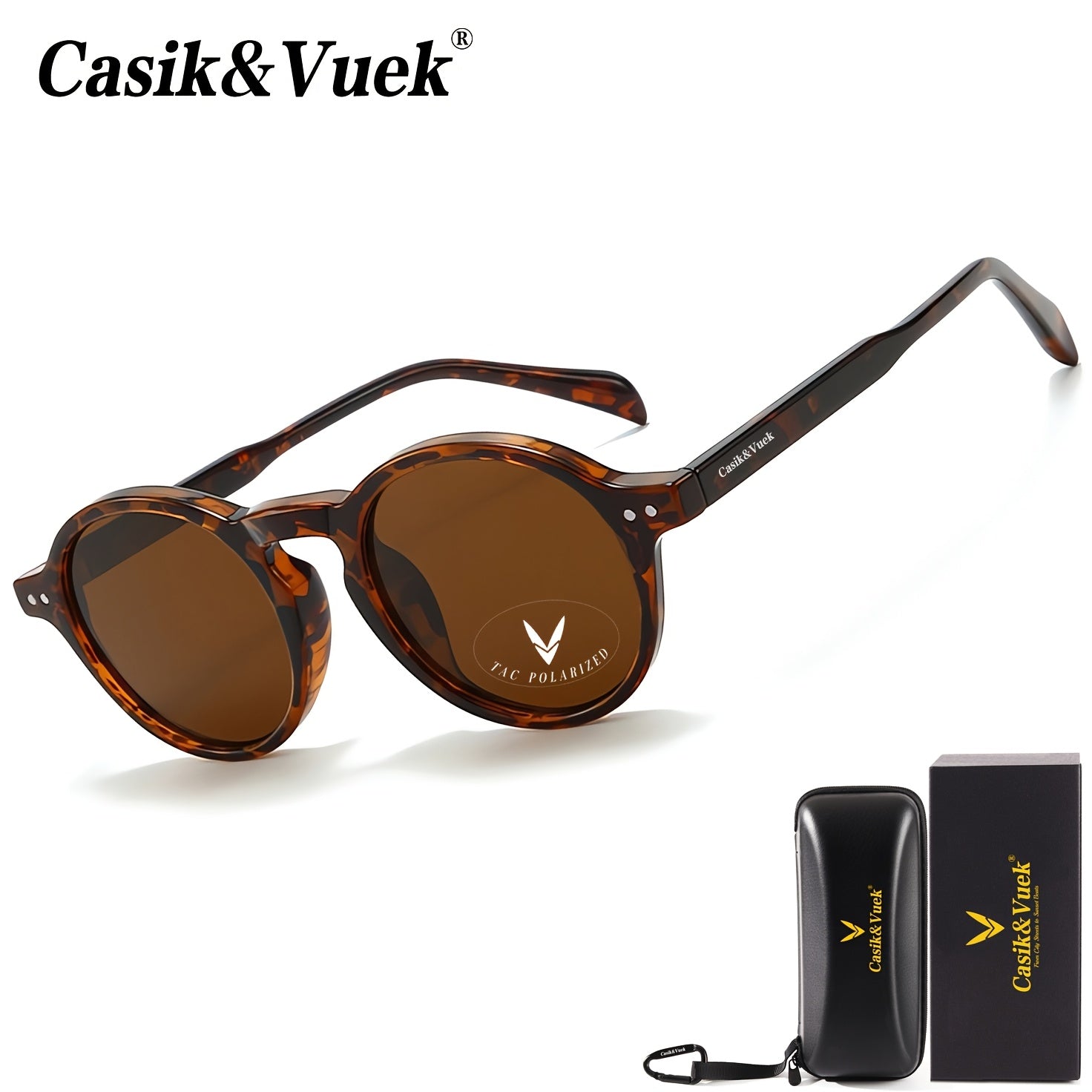 Casik&Vuek Round Retro Punk Full Frame Unisex Sunglasses | Tr90 Pin, Vu400 Polarized, Outdoor Mountaineering Travel Driving Sunglasses With Eyeglass Cloth And Case, Without Battery