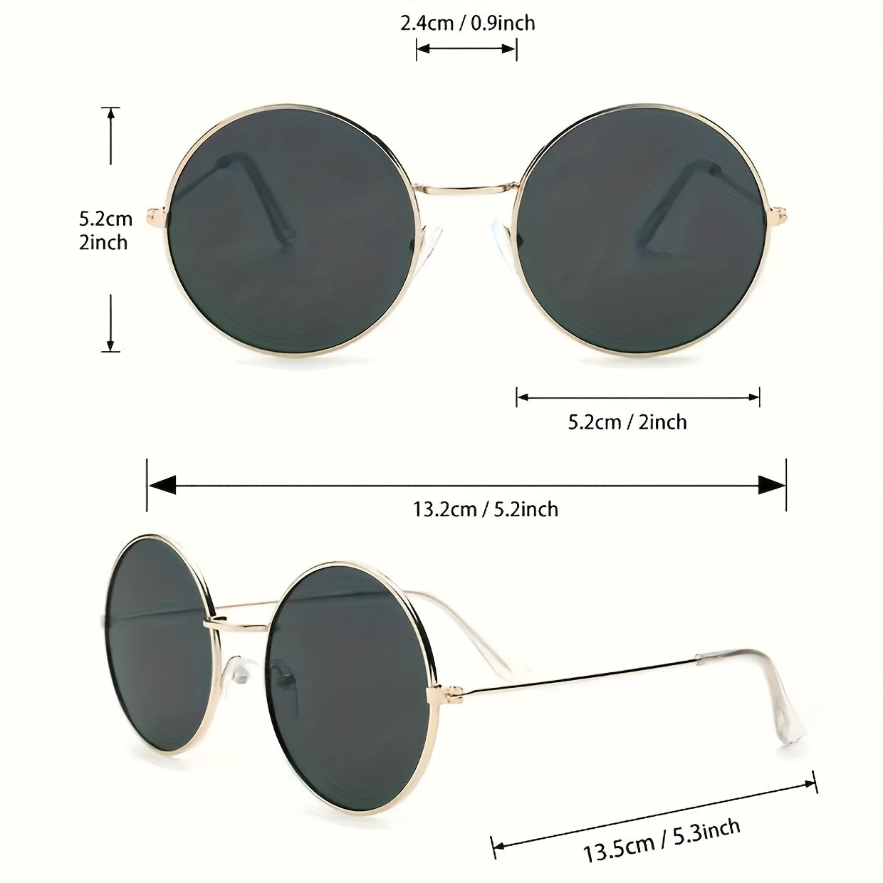 2 Pairs of Classic Round Retro Literary Trendy Fashion Glasses, Wedding Party, Gathering, Birthday Banquet, Great Gift