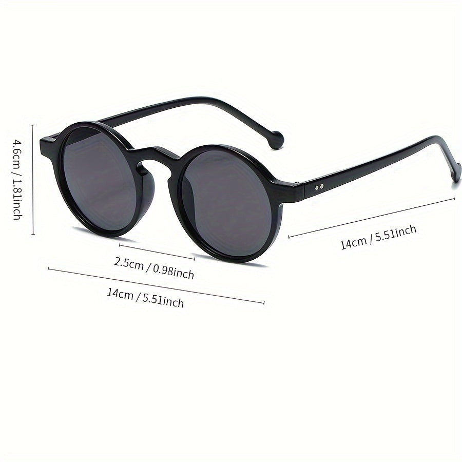 1pc Women'S Vintage Round Fashion Glasses | Retro Punk Style, Black Plastic Frame With Golden Accents, Mirrored Lenses, Perfect For Casual Wear, Fashion Glasses | Retro Style Glasses | Durable Plastic Frame