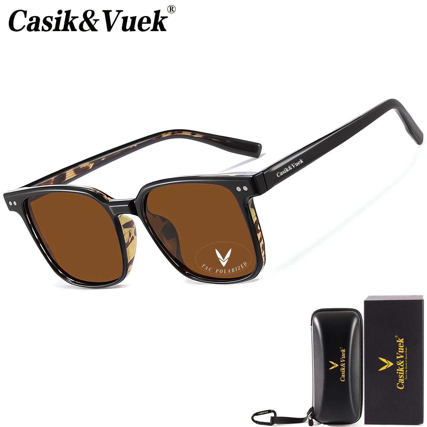 Casik&Vuek Full Frame Square Unisex Sunglasses TR90 Pin VU400 Polarized Outdoor Mountaineering Travel Driving Sunglasses