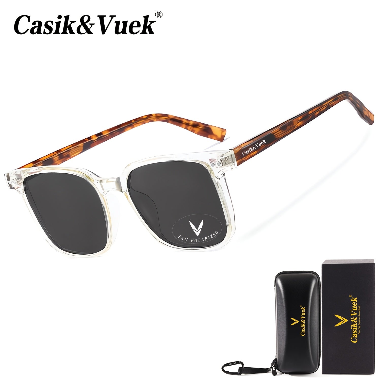 Casik&Vuek Full Frame Square Unisex Sunglasses TR90 Pin VU400 Polarized Outdoor Mountaineering Travel Driving Sunglasses
