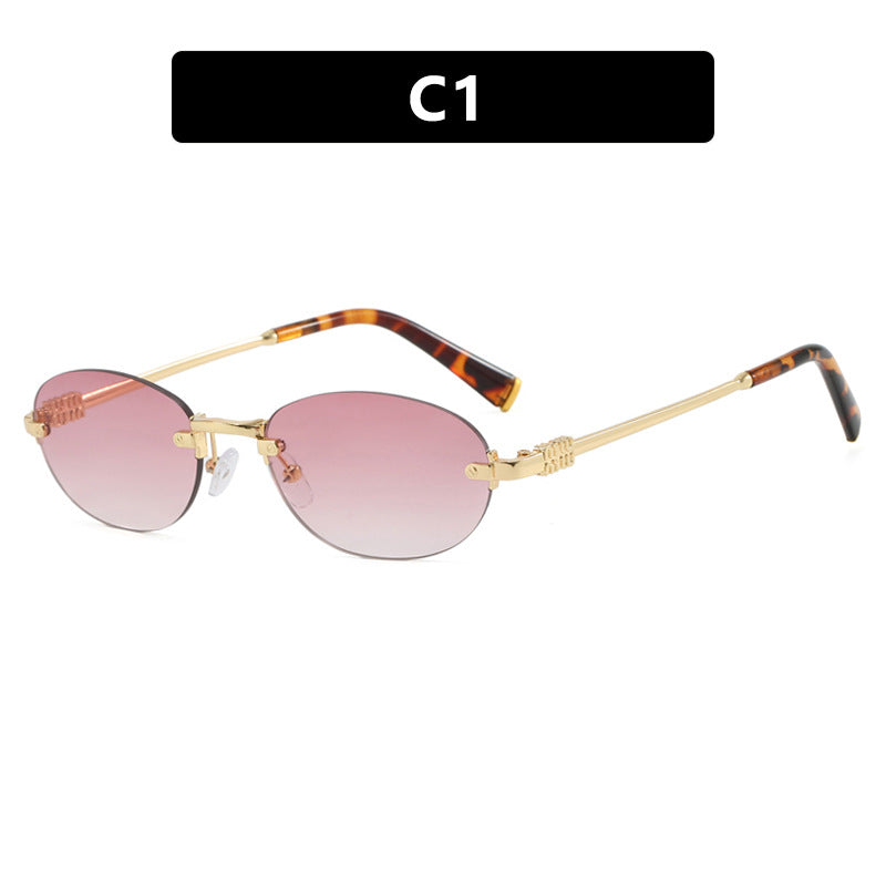 New Oval Rimless Glasses with a Retro Design And a Stylish Concave Shape