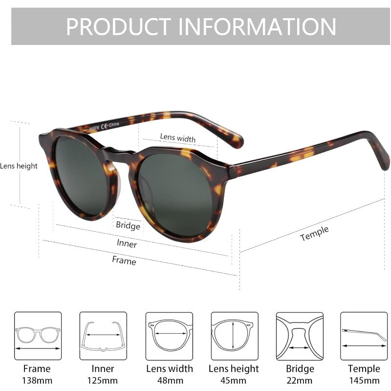 Vintage Round for Men & Women - Protection, Tortoiseshell Frame with Dark Brown\u002F Lenses, Classic Round Glasses for Driving, & Everyday Use - Stylish & Durable Eyewear
