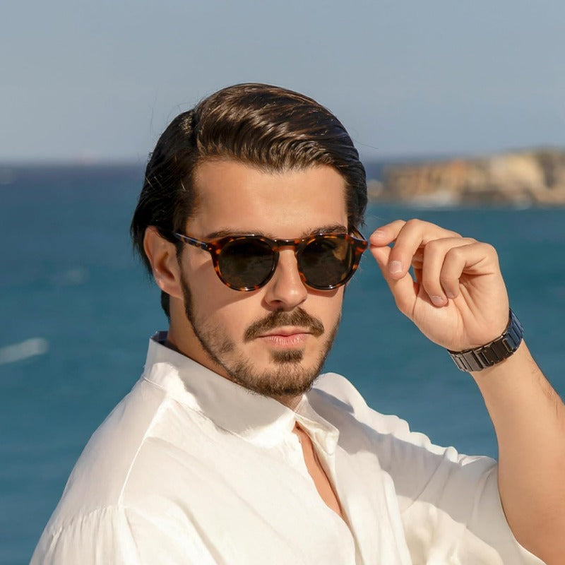 Vintage Round for Men & Women - Protection, Tortoiseshell Frame with Dark Brown\u002F Lenses, Classic Round Glasses for Driving, & Everyday Use - Stylish & Durable Eyewear