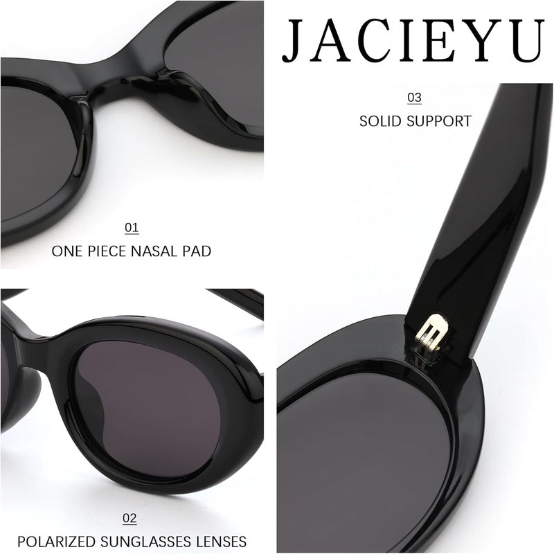 Medium Polarized Oval Sunglasses for Women Men, Big 90s Cat Eye Sunglasses Womens UV400 Protection