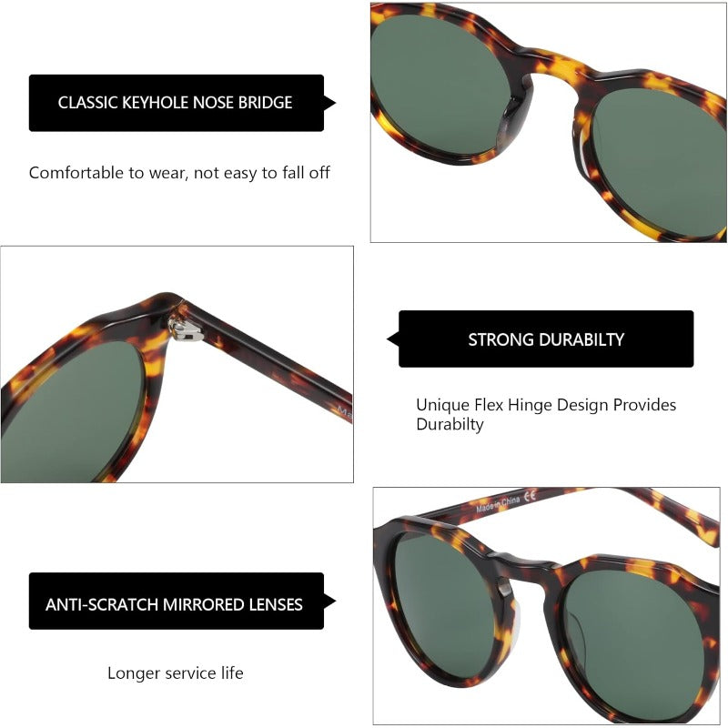 Vintage Round for Men & Women - Protection, Tortoiseshell Frame with Dark Brown\u002F Lenses, Classic Round Glasses for Driving, & Everyday Use - Stylish & Durable Eyewear