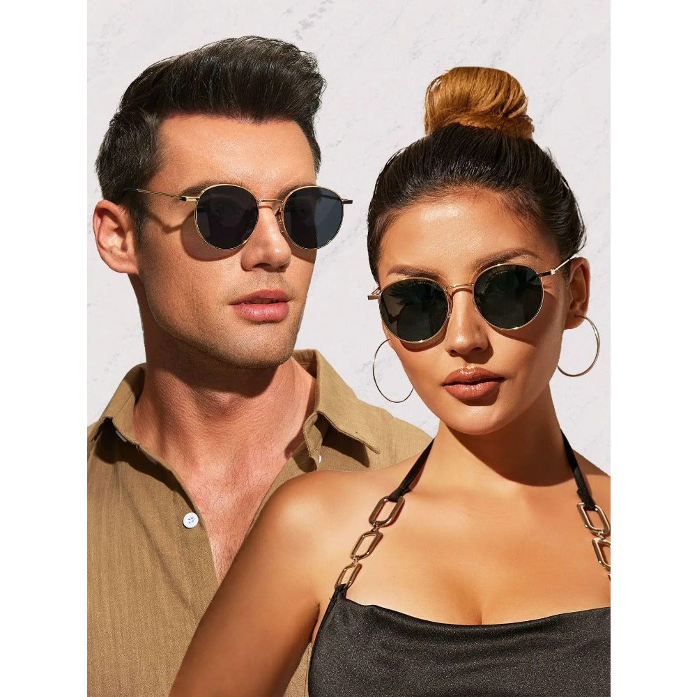 2pcs Unisex Metal Round Frame Vintage Y2K Casual Fashion Glasses for Outdoor Daily Vacation Driving Clothing Accessories, Casual Wear, Driving Sunglasses, Trendy Eyewear, Retro Sunglasses, Stylish Design, Lightweight Glasses, Unisex Sunglasses, Round