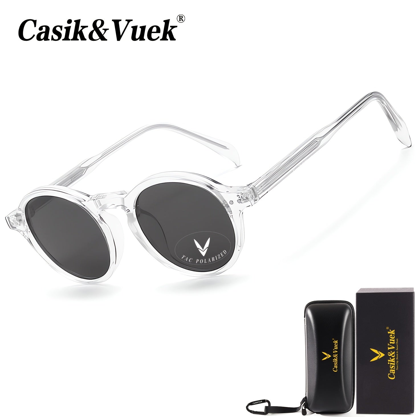 Casik&Vuek Round Retro Punk Full Frame Unisex Sunglasses | Tr90 Pin, Vu400 Polarized, Outdoor Mountaineering Travel Driving Sunglasses With Eyeglass Cloth And Case, Without Battery