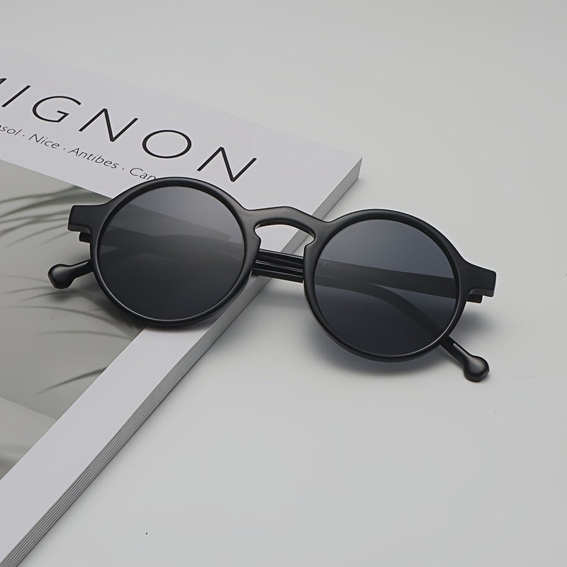 1pc Women'S Vintage Round Fashion Glasses | Retro Punk Style, Black Plastic Frame With Golden Accents, Mirrored Lenses, Perfect For Casual Wear, Fashion Glasses | Retro Style Glasses | Durable Plastic Frame