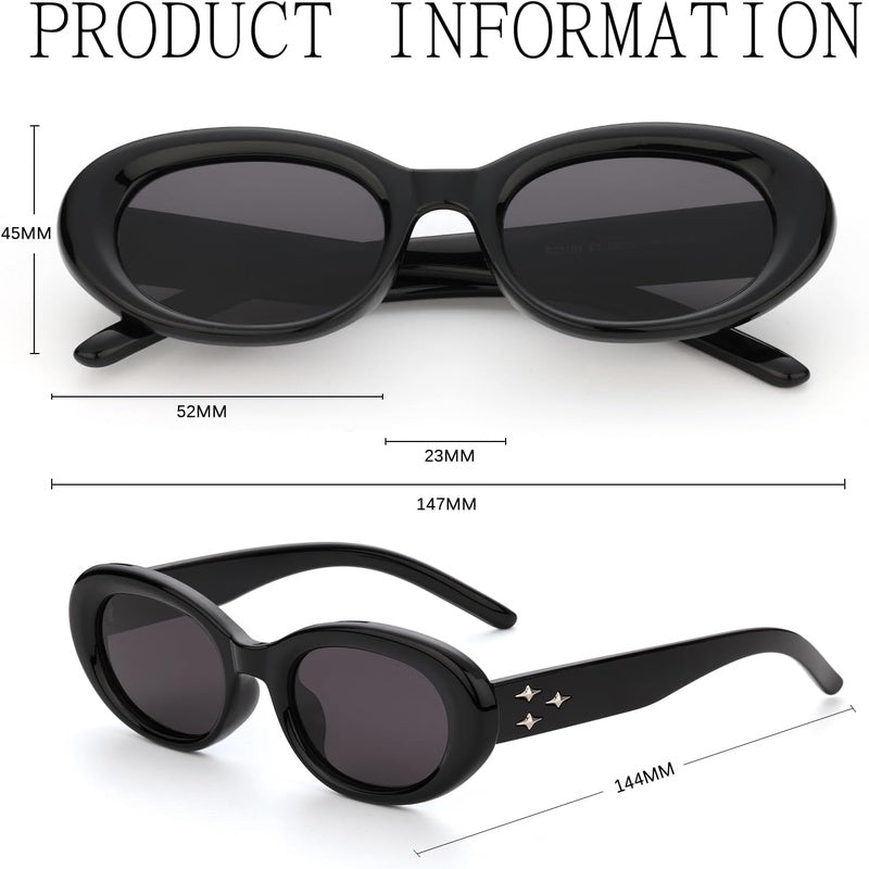 Medium Polarized Oval Sunglasses for Women Men, Big 90s Cat Eye Sunglasses Womens UV400 Protection