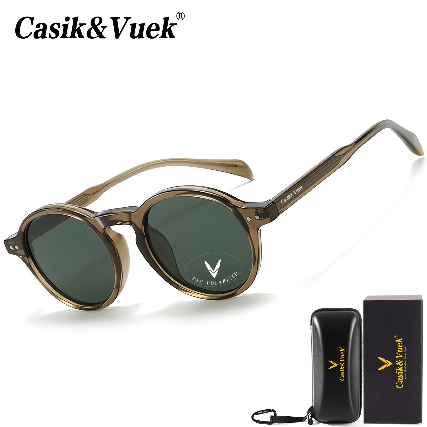 Casik&Vuek Round Retro Punk Full Frame Unisex Sunglasses | Tr90 Pin, Vu400 Polarized, Outdoor Mountaineering Travel Driving Sunglasses With Eyeglass Cloth And Case, Without Battery