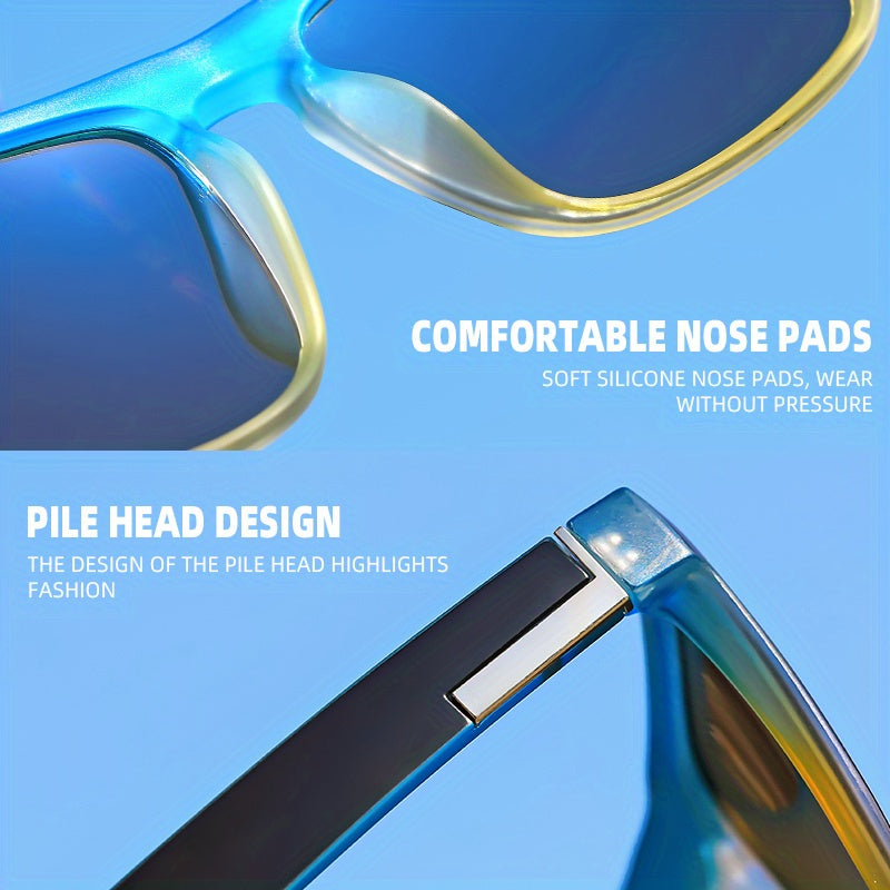 2pcs of Classic Square, Suitable for Both Men and Women, with Gradient Color Temple Design, The First Choice for Fashionable Street Shooting Props